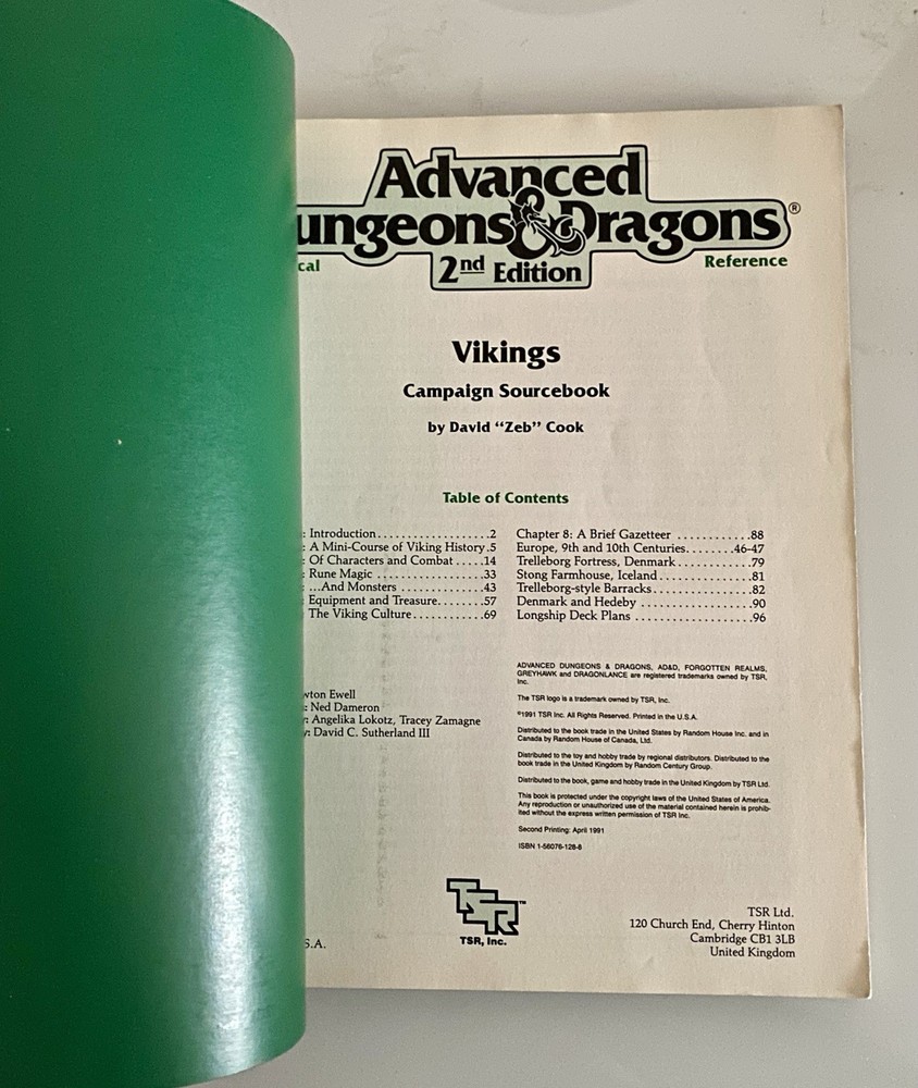 AD&D Vikings Sourcebook Dungeons And Dragons W/ Map