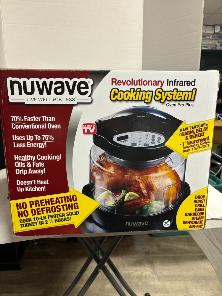NUWAVE Infrared Oven Pro Plus 20632 Amber Cooking System w 3" Extender Ring EUC