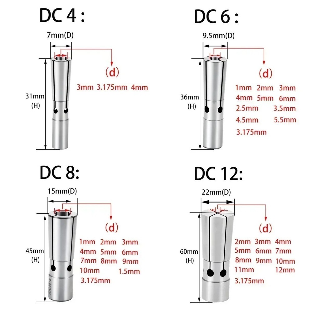 DC4 DC6 DC8 DC12 SDC6 SDC8 SDC12 Spring Clamp Set Collet Chuck Collet Pull Back
