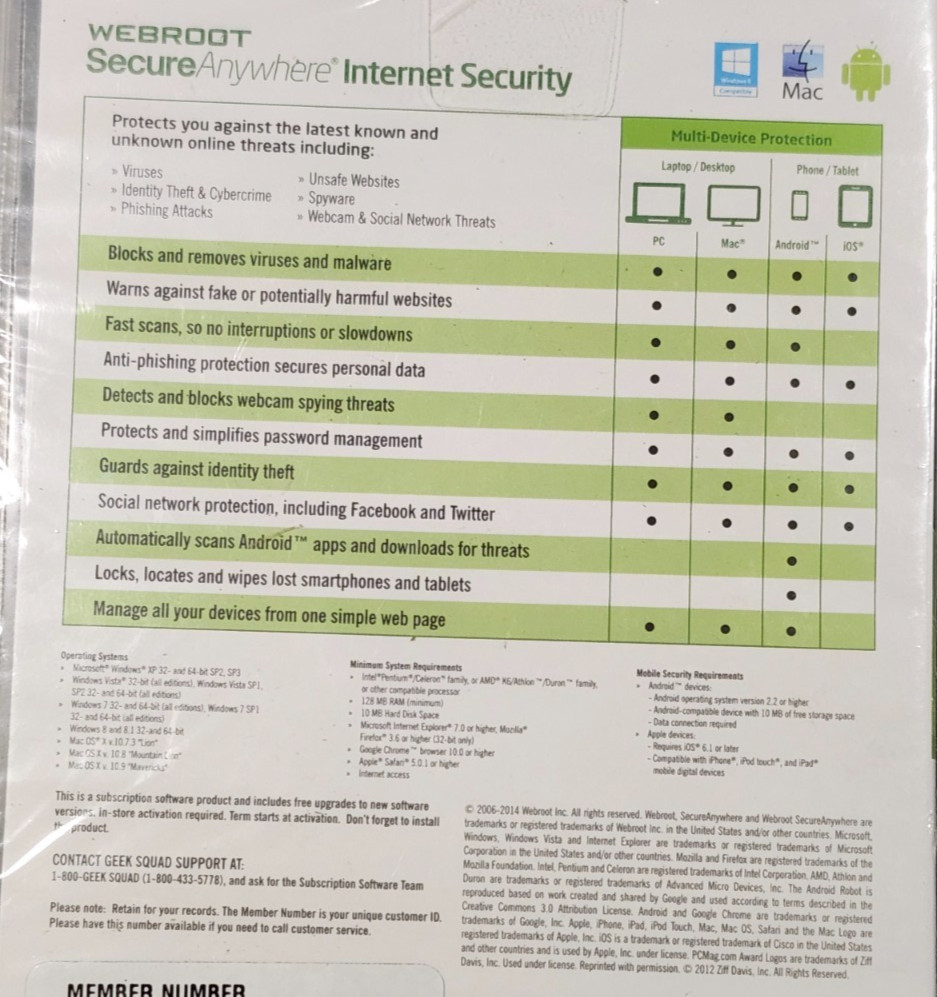 Webroot SecureAnywhere Internet Security - Full Version for Windows & Mac NEW