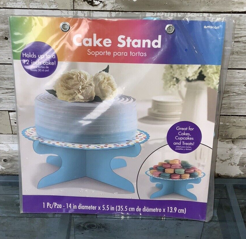 Amscan Blue Polka Dot Cake Stand Holds 12" Cake