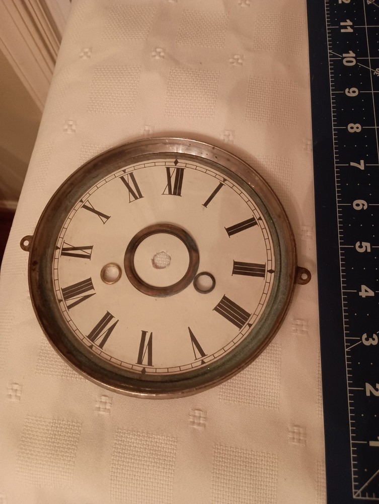 Antique Clock Face, Bezel, Glass, 6" diameter