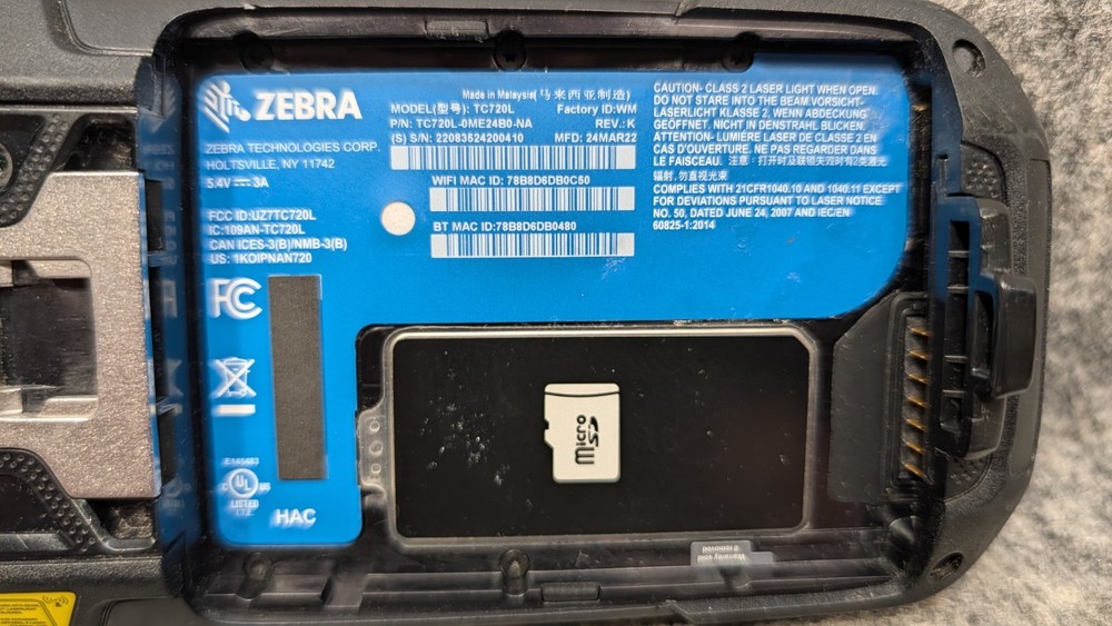 Zebra TC72 TC720L Mobile Barcode Scanner Touch Computer + Trigger Grip, Battery