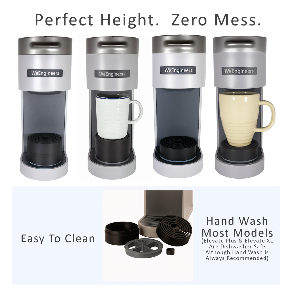Elevate Anti-Splash Adjustable Cup Stand Accessory for K-Cup Coffee Makers White