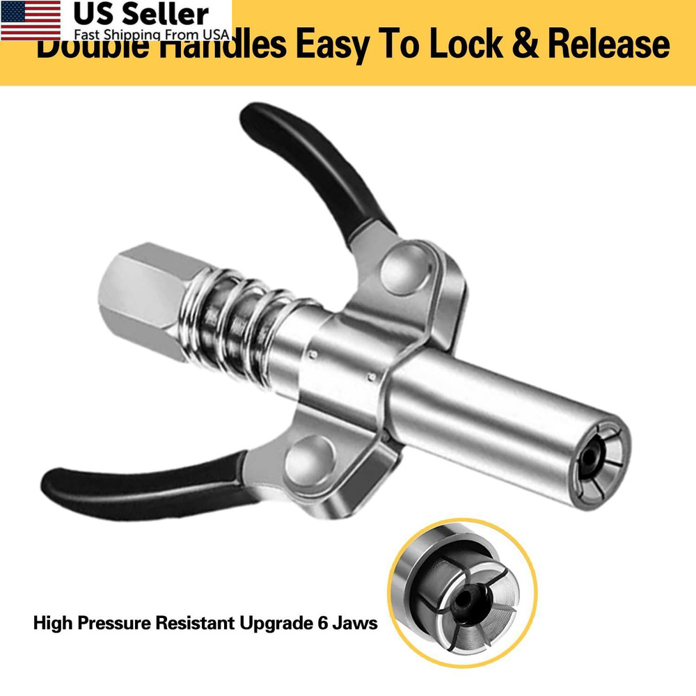 Grease Gun Coupler, Tips, Double Handle Quick Lock Release 1 pcs