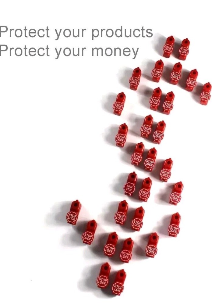 Peg Hook Locks Stop Lock 100 Pcs Plastic Red Stop Locks Retail Peg Hook Security