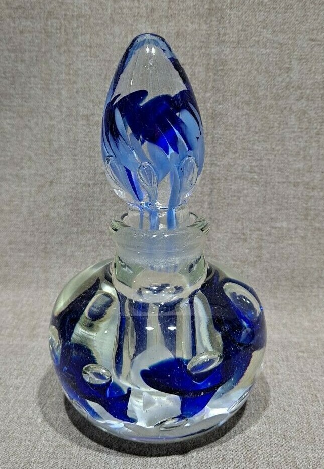 Joe St. Clair Cobalt Blue Hand Blown Perfume Bottle