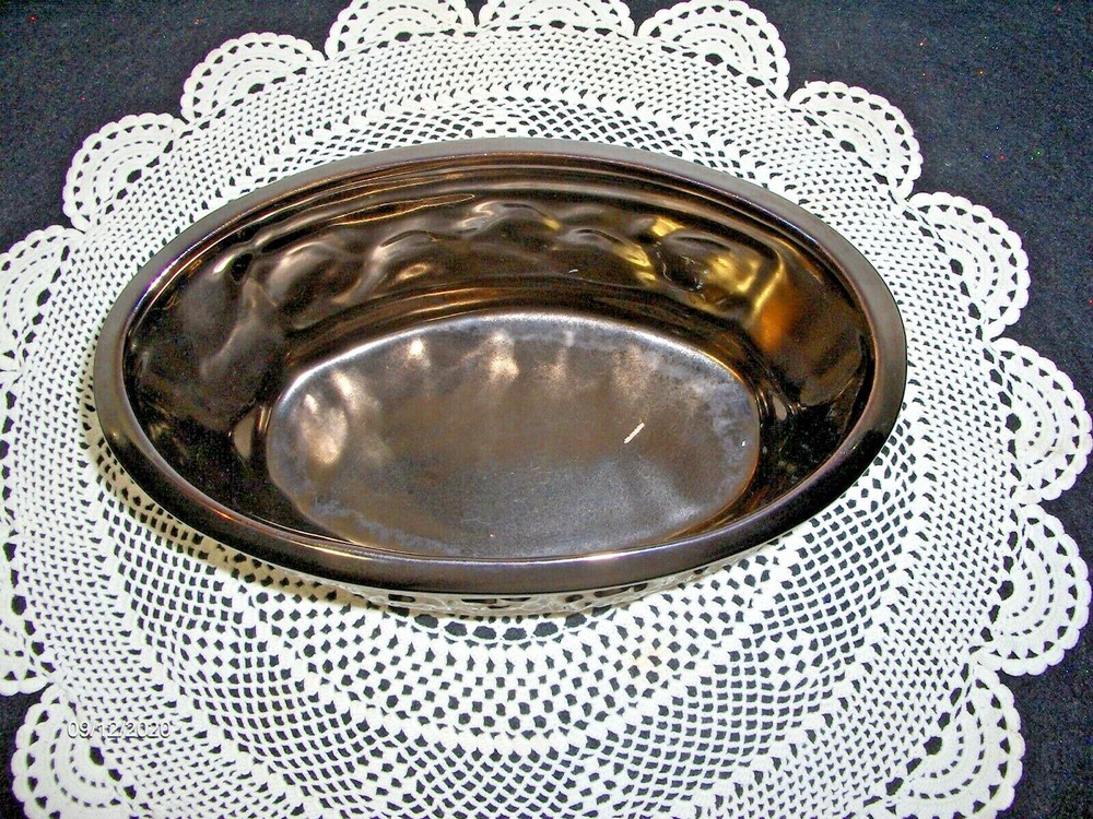Haeger Pottery ~Metallic Rose~ Bronze Ceramic Planter Oval 8.5”