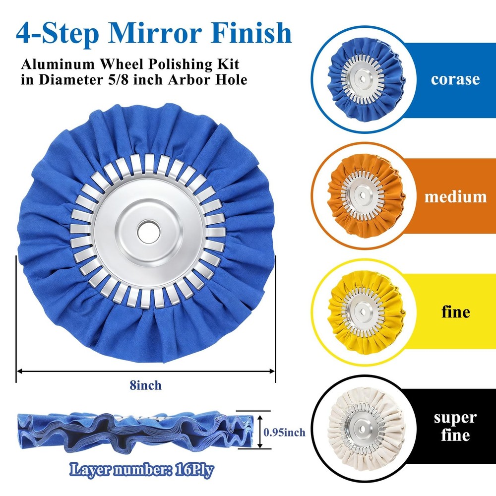 8" Airway Buffing Wheels for 4.5" Angle Grinder, 10PCS Buffer Polisher Wheel ...