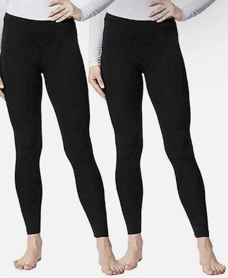 32 Degrees Heat Women's 2 Pack Base Layer Pants, Black, Large