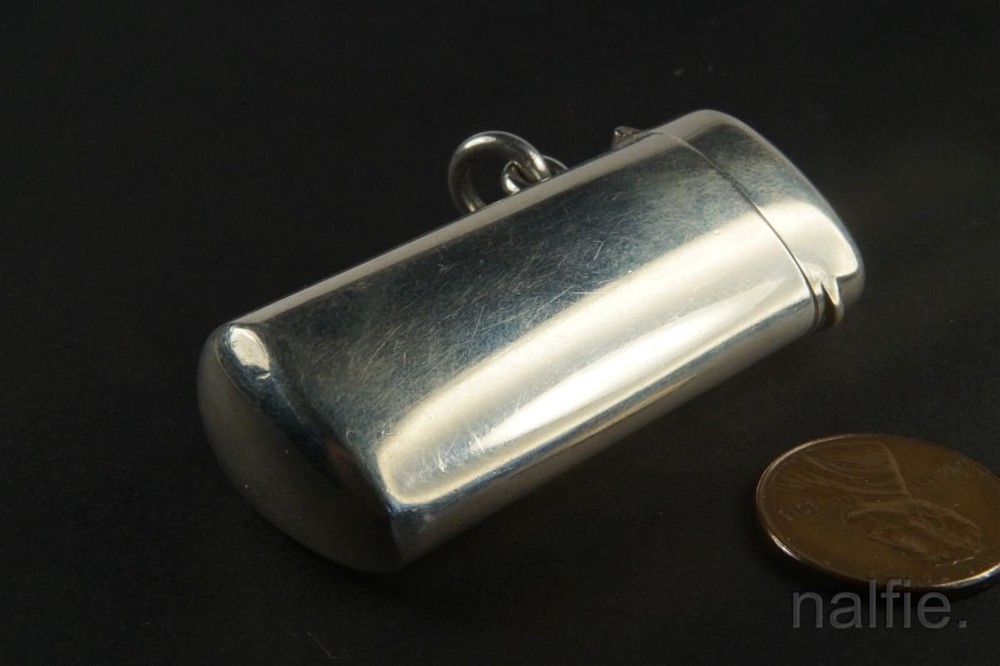 ANTIQUE STERLING SILVER SCENT / PERFUME BOTTLE CONTAINER PENDANT c1915