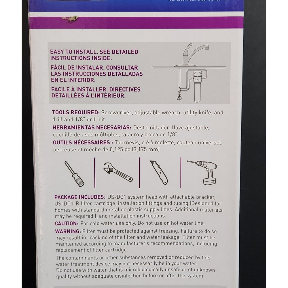 Culligan Direct Connect Under Sink Water Filter System US-DC1 Filtration-NIB