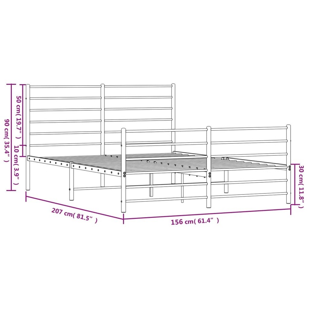 Bed Frame Black Steel King Bed Frame Rectangular Traditional