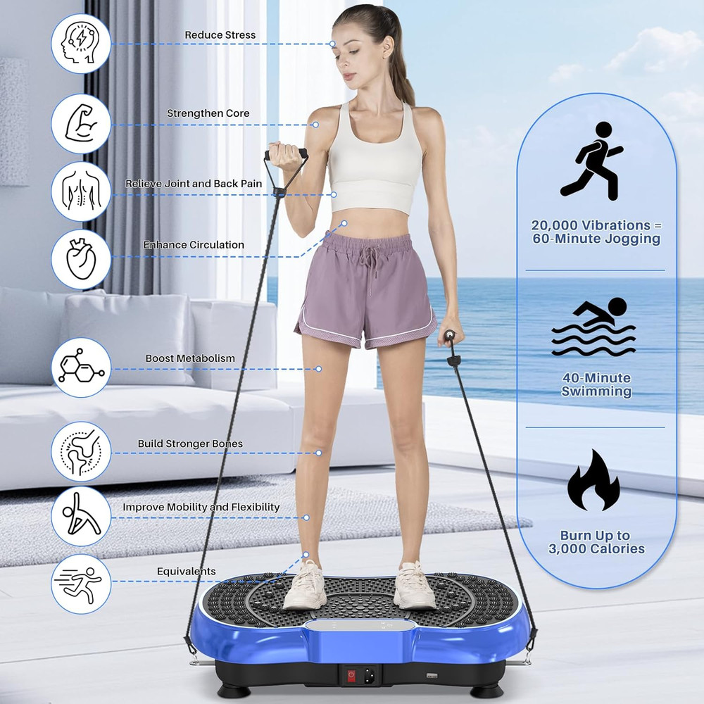 Vibration Plate Exercise Machine – 100-Speed Platform, 450 Lbs Capacity, with Re