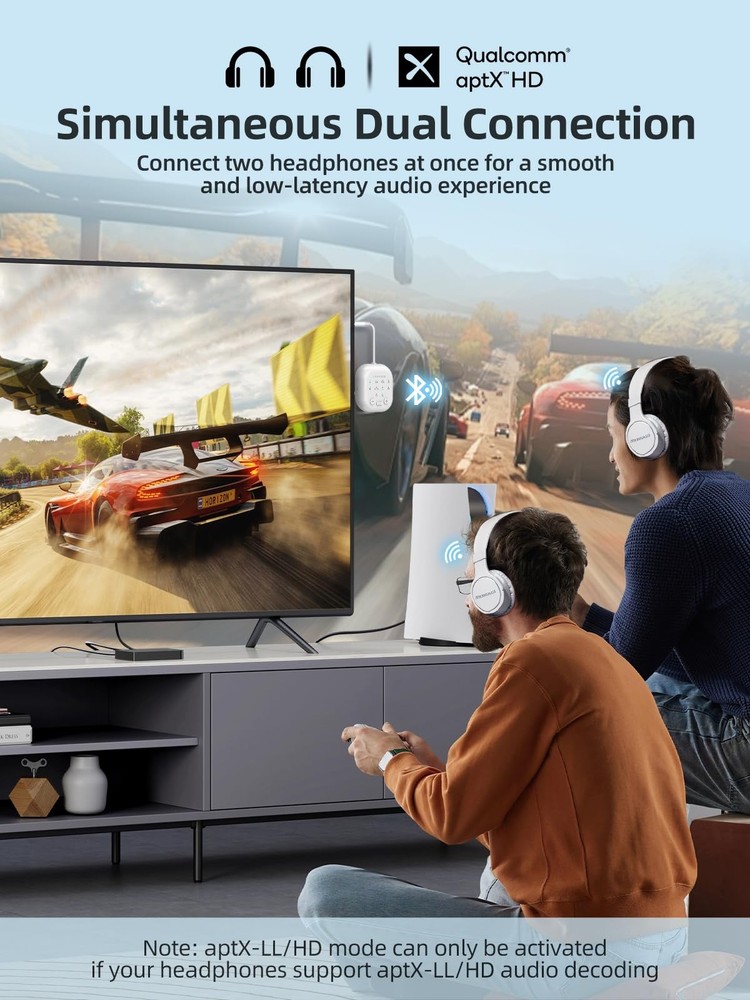 Bluetooth 5.4 Transmitter Receiver, 2-in-1 Wireless Transmitter for Airplane,...