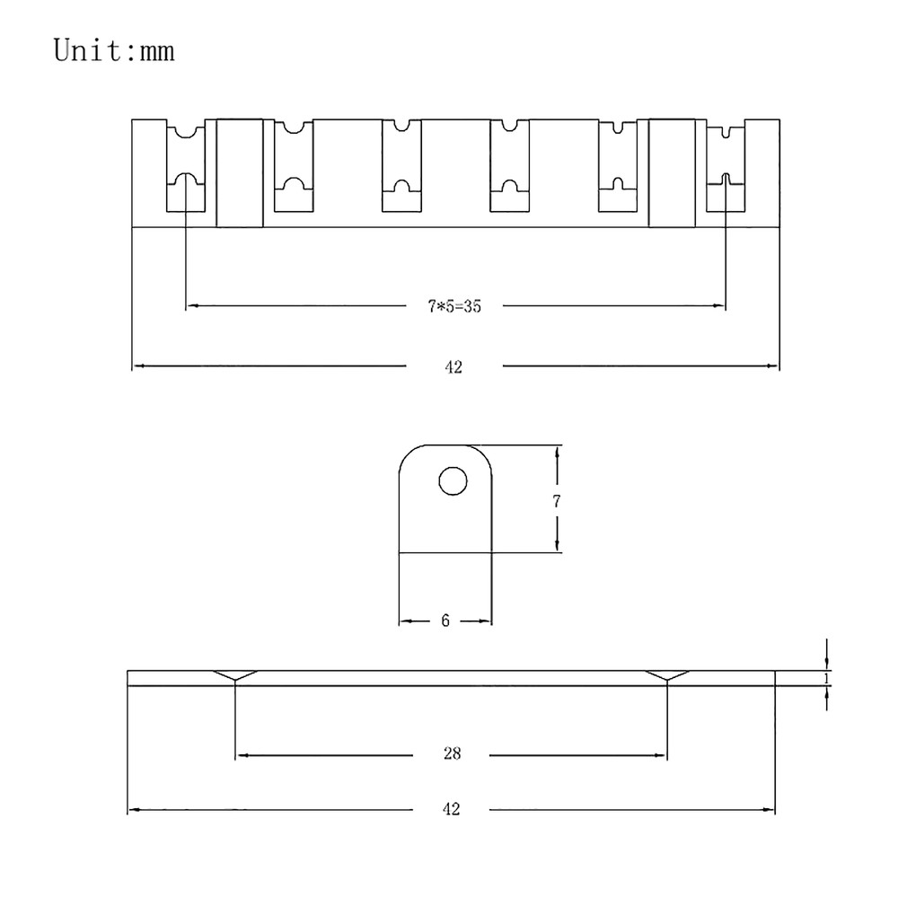 6 String 42mm Guitar Nut Split Regulation Adjustable Height Brass Roller Nut