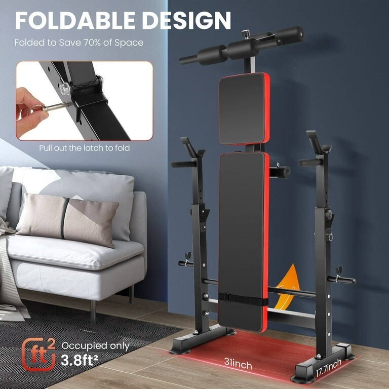 Folding Weight Bench Max Load 600lbs Adjustable Bench Press Full Body Workout US