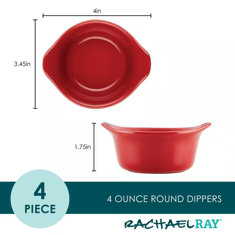 4-Piece Red Ceramics Bakeware Set