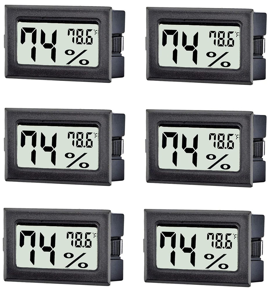 Compact 6 Pack Digital Humidity & Temperature Gauges for Indoor Climate Control