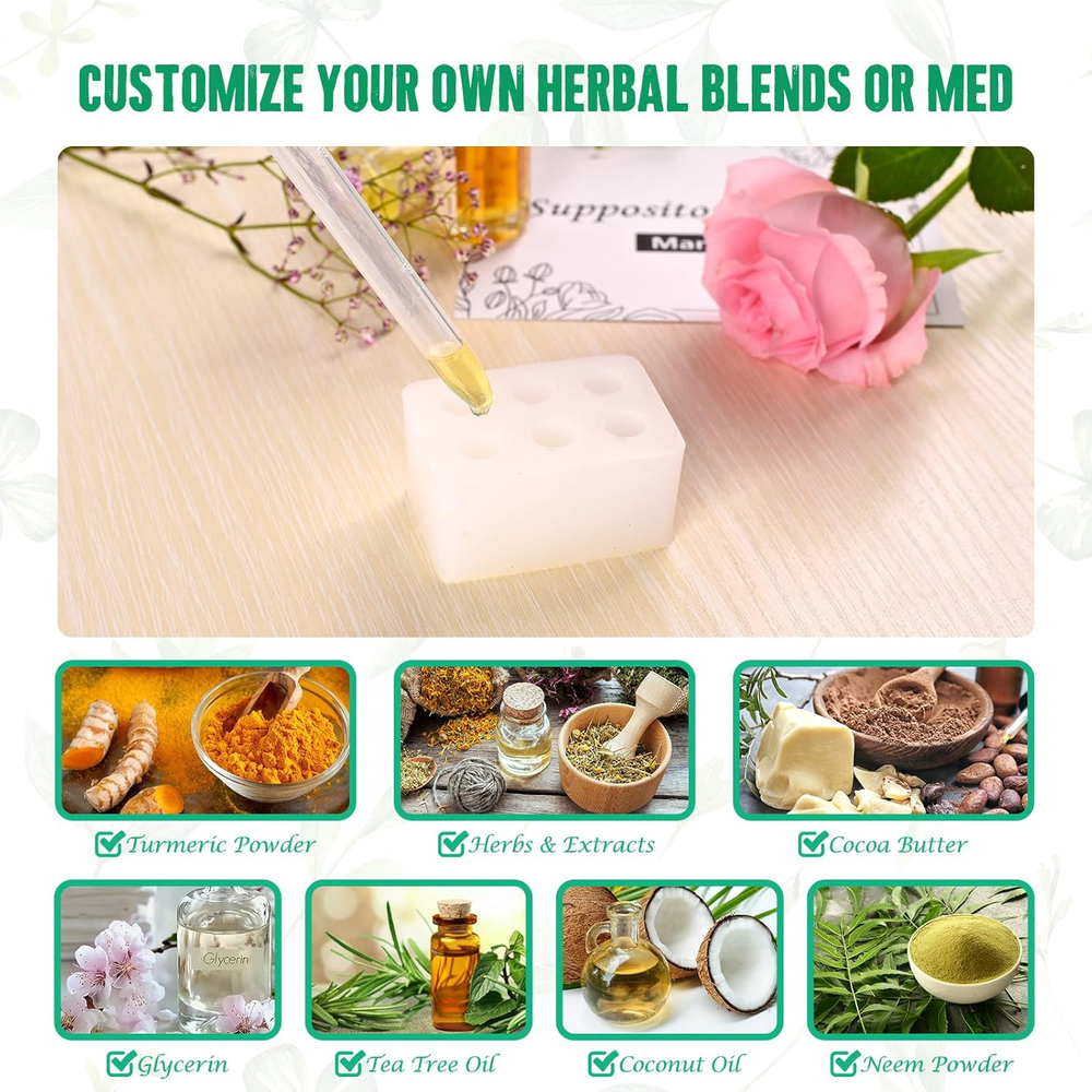 Reusable Suppository Molds Kit,2ML, Silicone Suppository Molds | Kit Includes 4