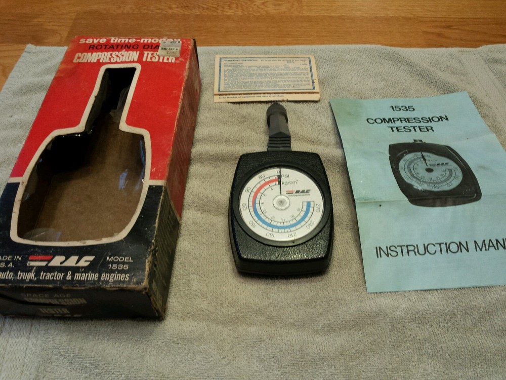 RAC Rotating Dial IC Engine Compression Tester Model 1535 Original Box USA