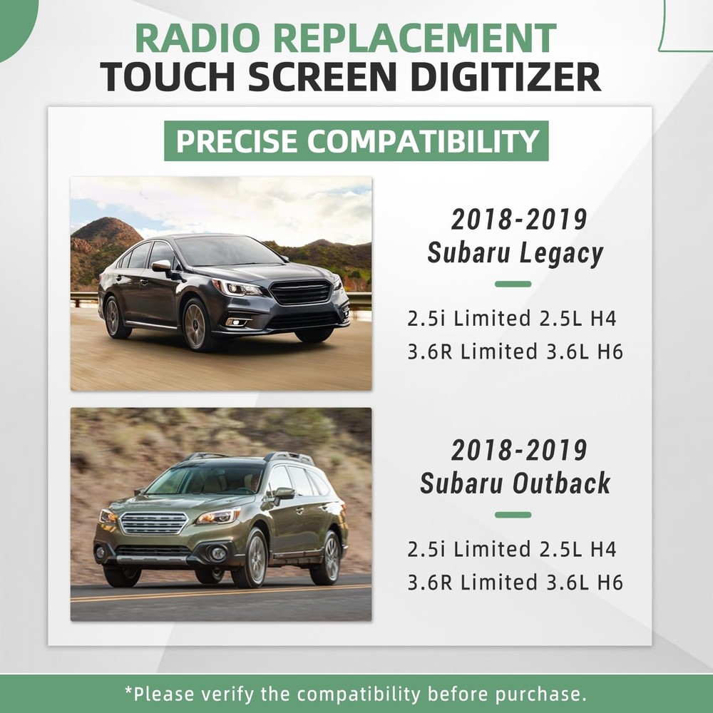 High Version Touch Screen Digitizer, TEL/MAP Button, Fit for 2018-2019 Subaru...