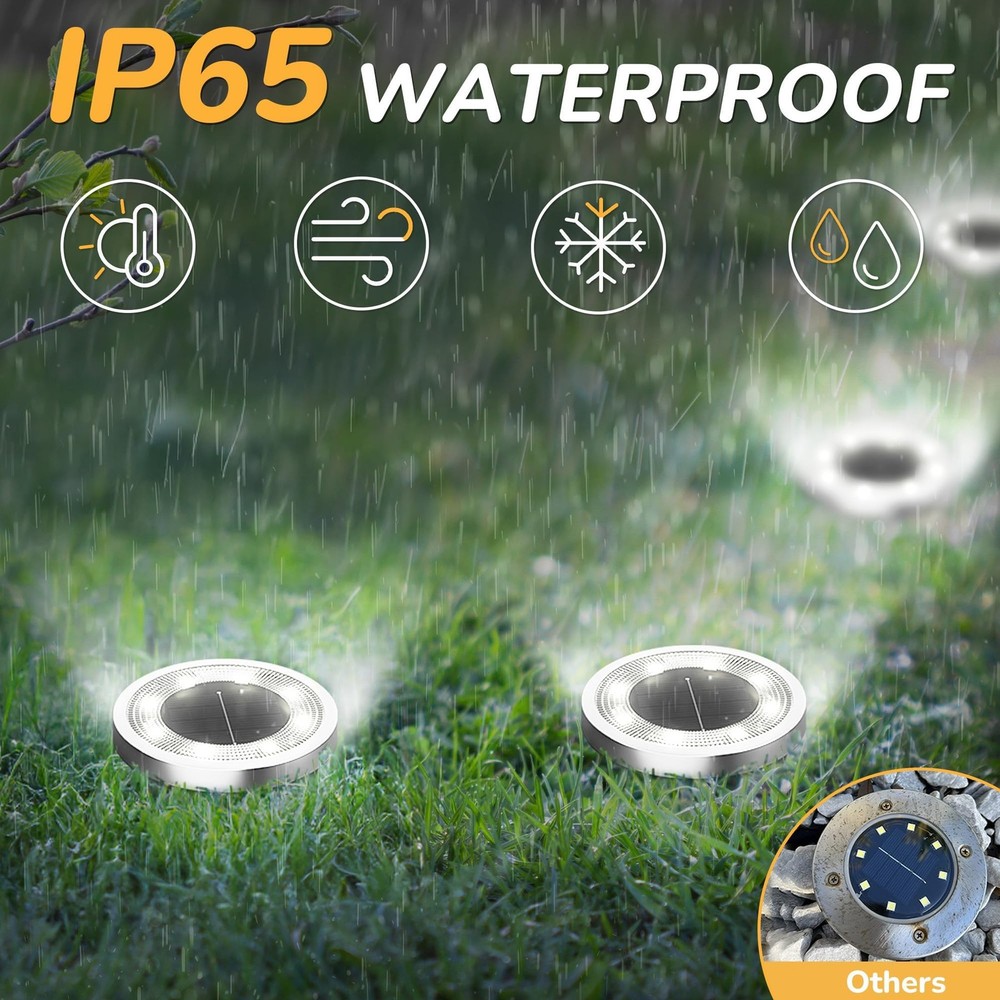 INCX Solar Ground Lights 16 Pack Waterproof