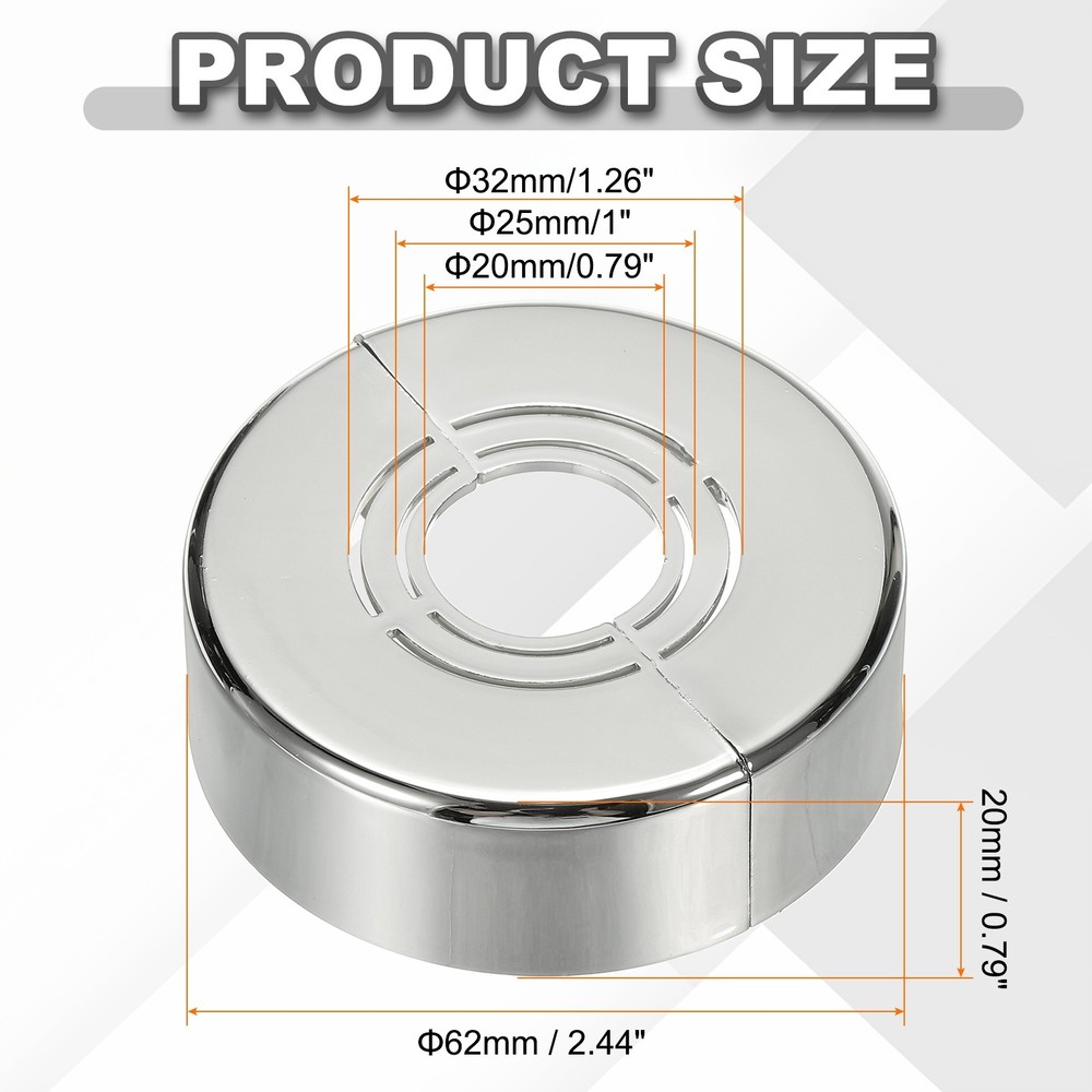 6pcs Wall Split Flange 0.79" Plastic Round Split Flange Pipe Cover, Silver