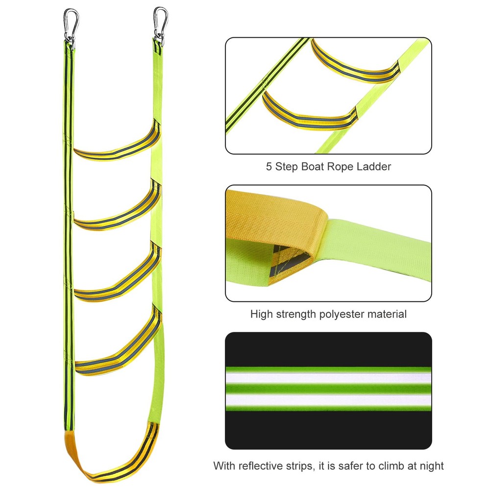 Boat Rope Ladder 5 Step Extra Long Portable Ladders Extension Green