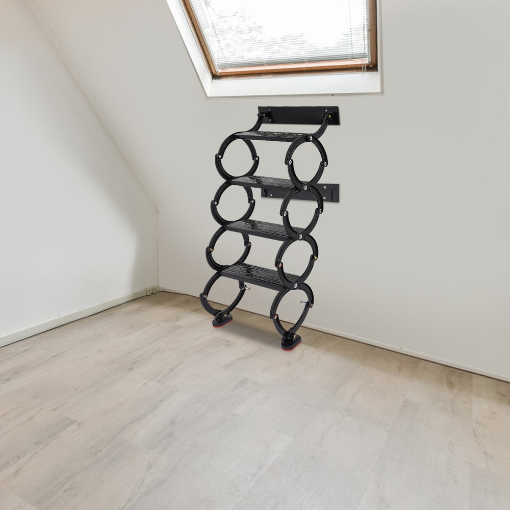 Wall Mounted Attic Ladder, Pull Down Telescoping Step Ladder, 4 Steps Ladder