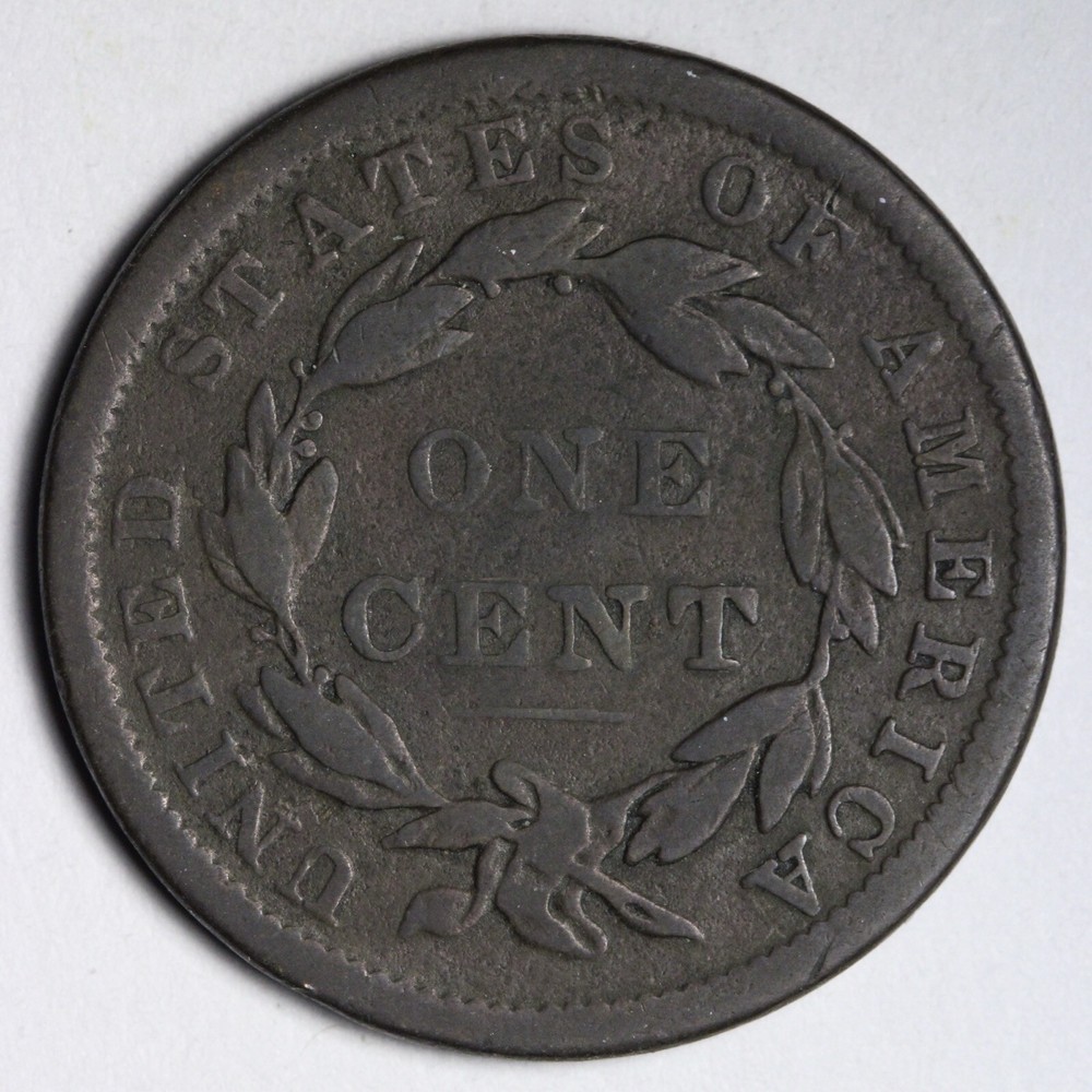 1838 Coronet Head Large Cent FINE E100 SCF