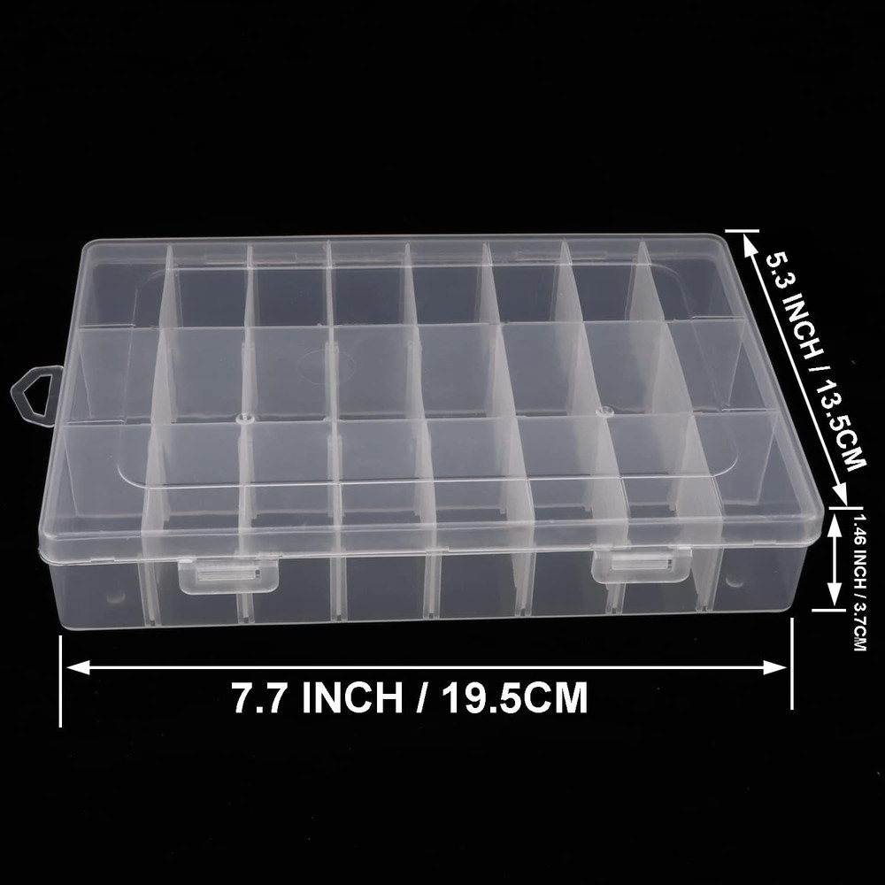 2 Pack 24 Grids Plastic Organizer Box Container Craft Storage Box, Clear