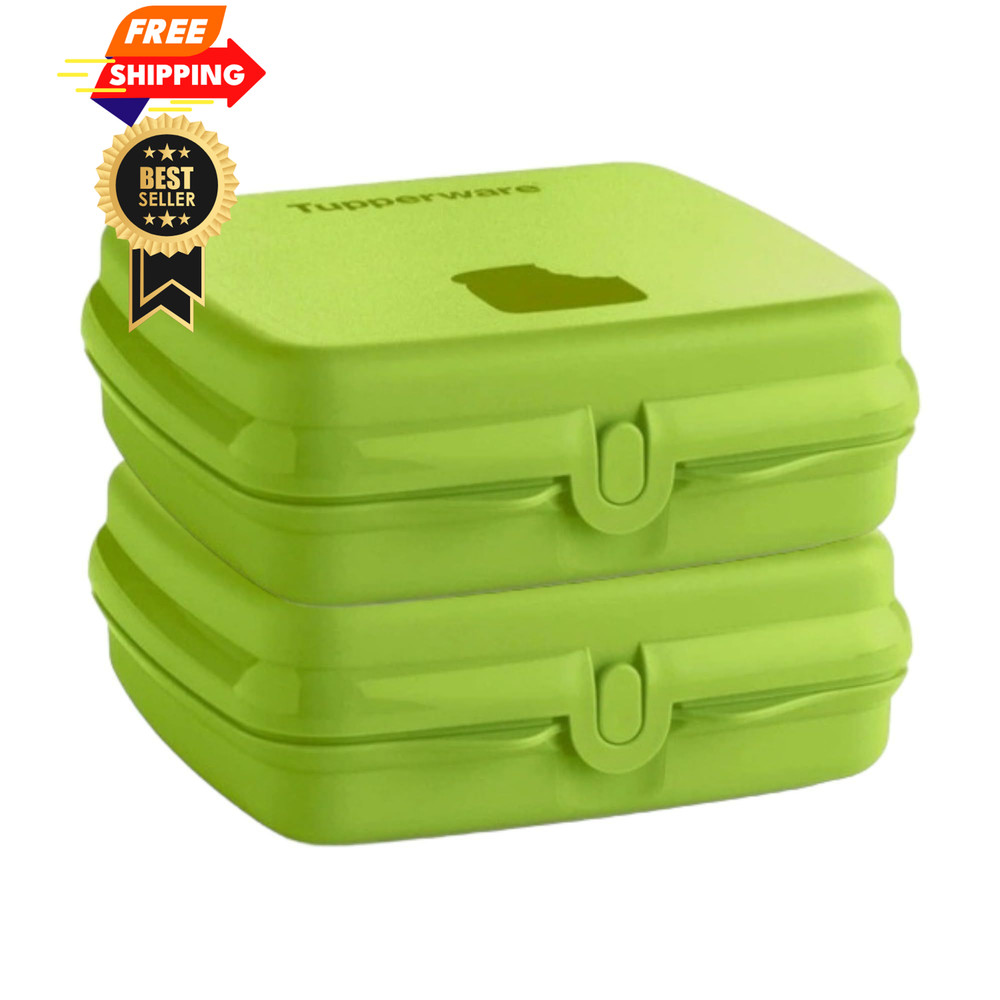 Tupperware Set of Two Sandwich Keepers. Lt Green