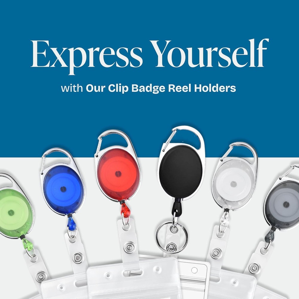 2 Pack Vertical ID Badge Holders with Clip & Keyring, Retractable 24" Pull