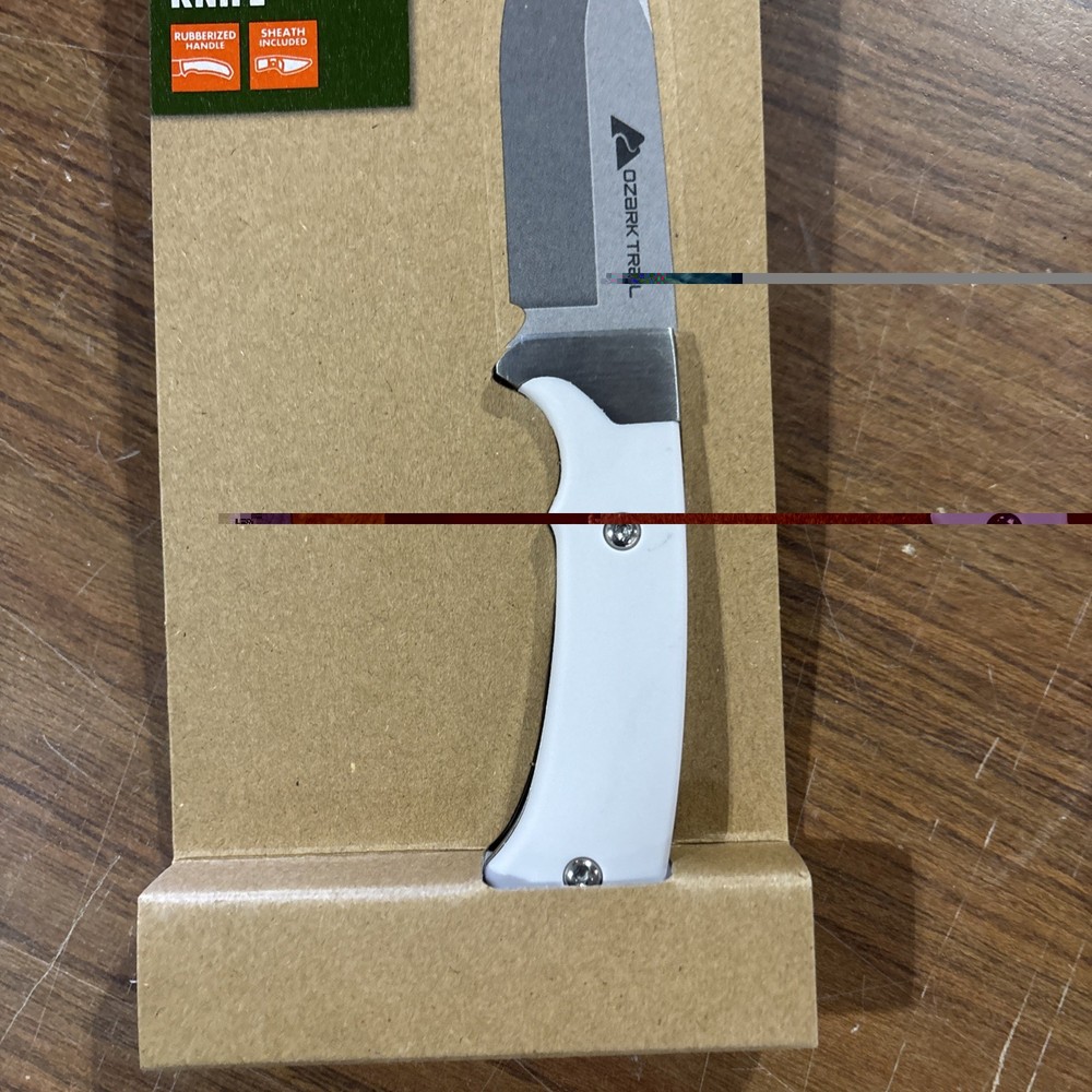 Ozark Trail 7.5 Fixed Blade Knife with Plastic Sheath White Handle New In Box