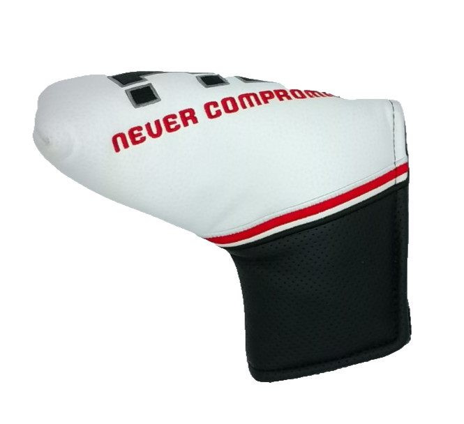 Never Compromise White Black Blade Putter Headcover Preowned Condition Excellent