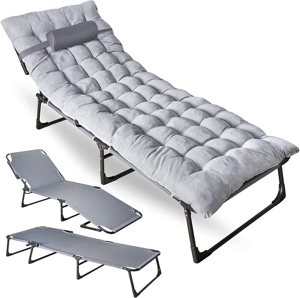 Zone Tech Camping Cot & Cot Mattress Pad Adjustable  4 Position Portable Folding