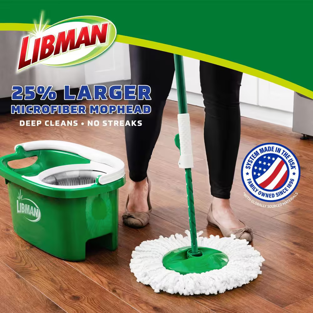 Tornado Spin Mop with Bucket Cleaning System, Microfiber Spin Mop Head, Machine