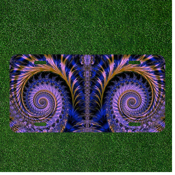 Creative Personalized Car License Plate With Abstract Fractal Pattern Artwork