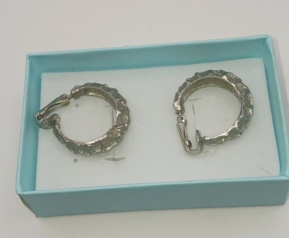 Silvertone Medium Clip on Hoop Earrings