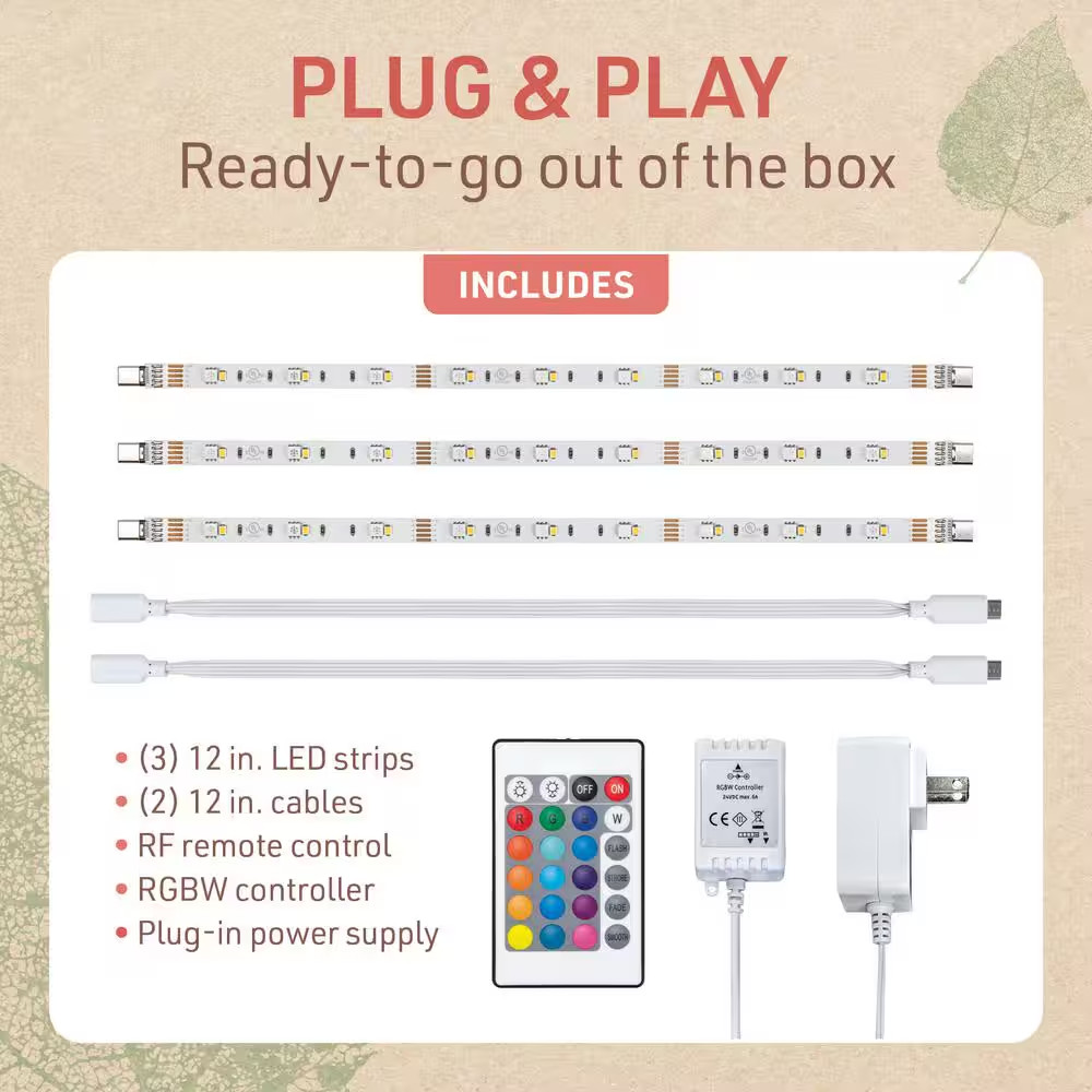 Multicolor Plug-In 3 Ft. Plug-In Integrated LED Dimmable Linkable Strip Light Ki