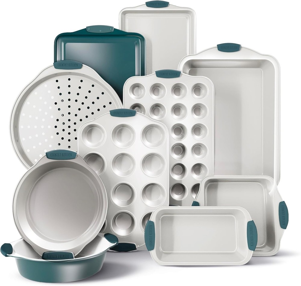 Nonstick Stackable Bakeware Set Durable Easy Release Baking Set Black 10 Pcs