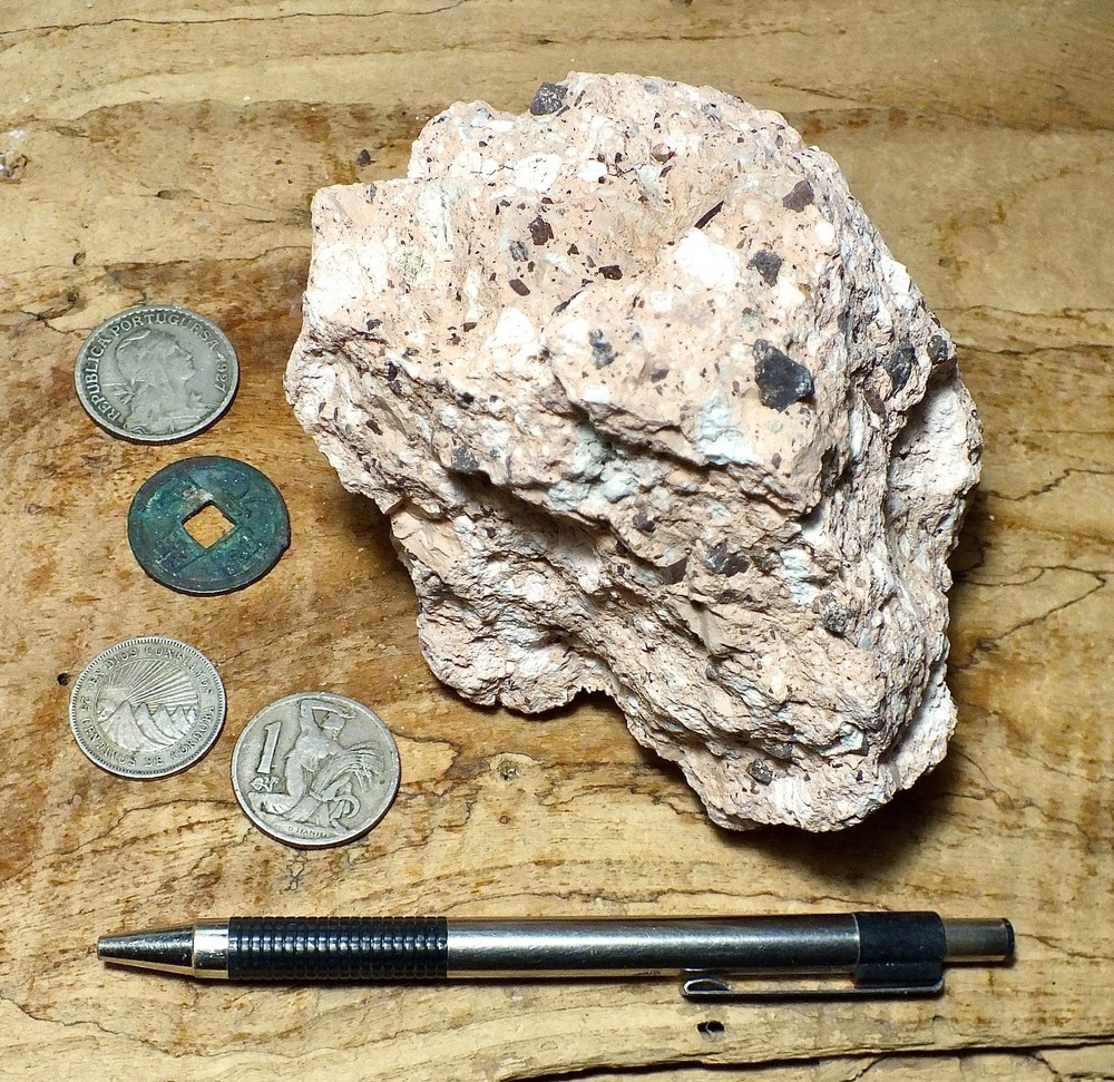 tuff breccia - welded volcanic ash with angular clasts - hand/display specimen