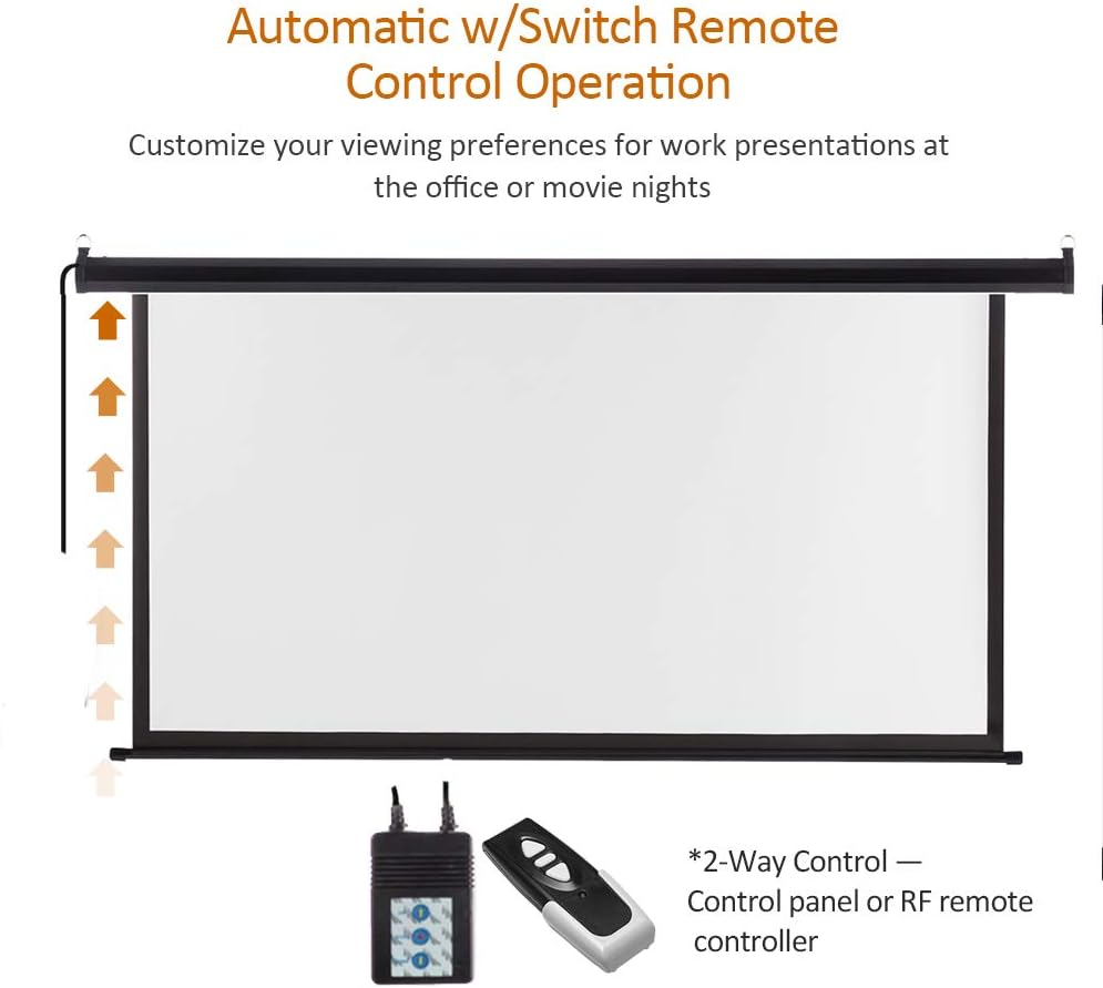 120" Portable Wall/Ceiling Mounted Electric Projector Screen with Remote Control