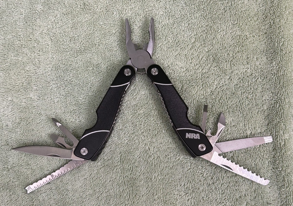 NRA Black Pocket  Multi-Tool with 9 Tools with Textured Handle