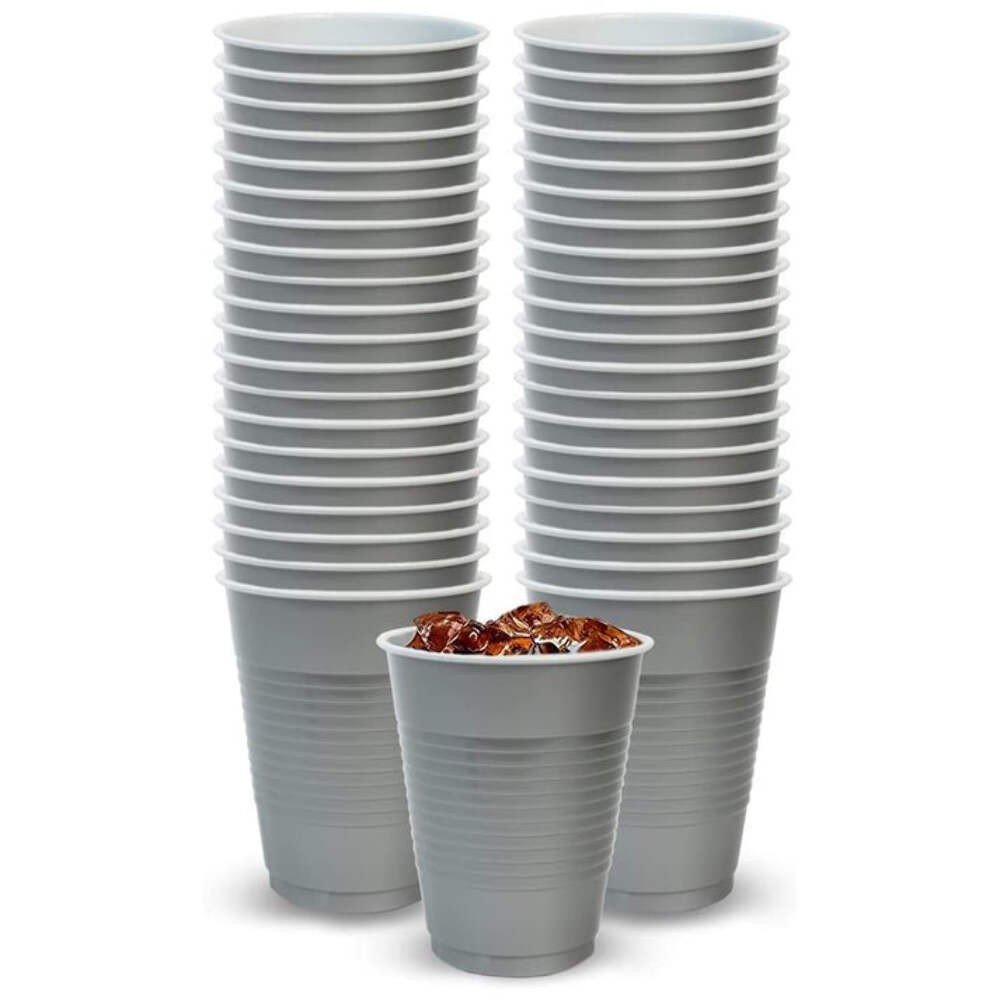 Disposable 9oz Silver Plastic Cups: 8CT