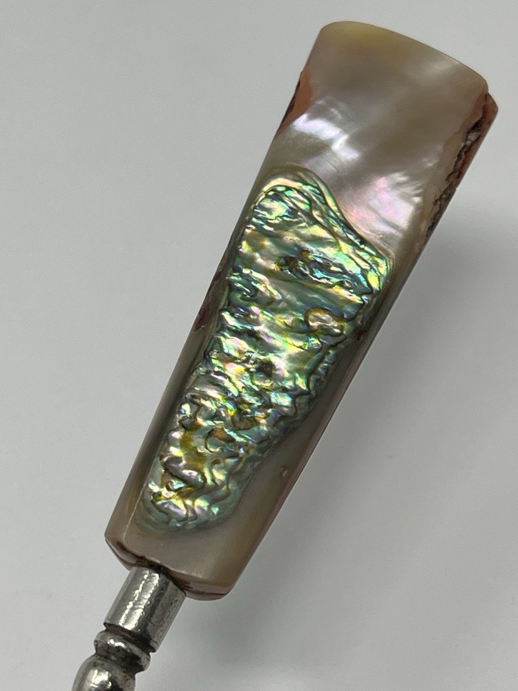 Victorian Edwardian Buttonhole Buttonhook Boot Glove Abalone Shell Handle