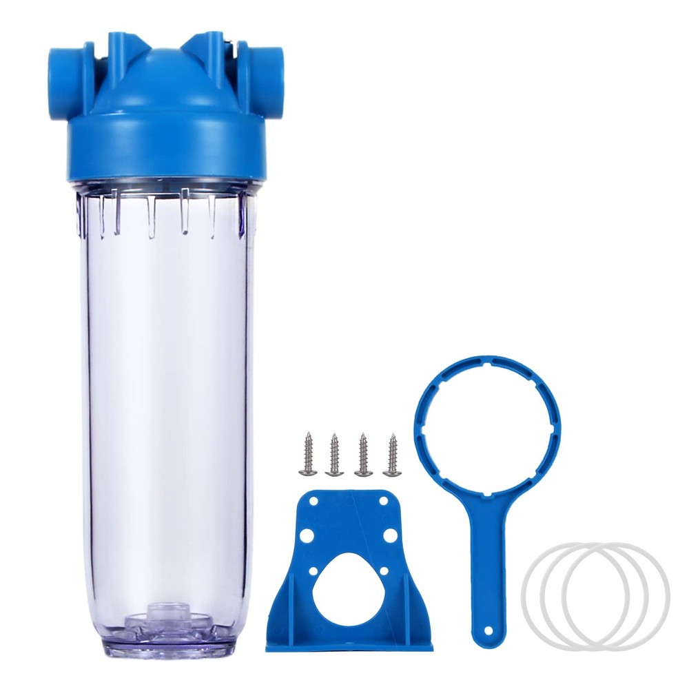 Geekpure 10-Inch Whole House Clear Water Filter Housing - 3/4NPT Brass Port-Fit