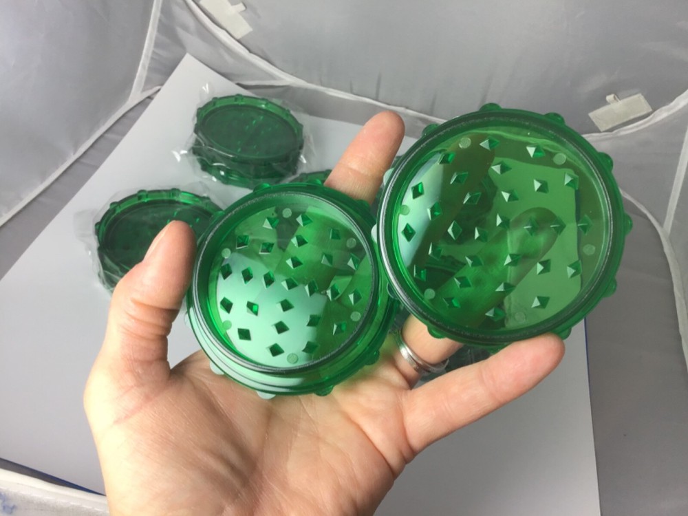 Plastic Clear Green Colored Herb Grinder 5pcs