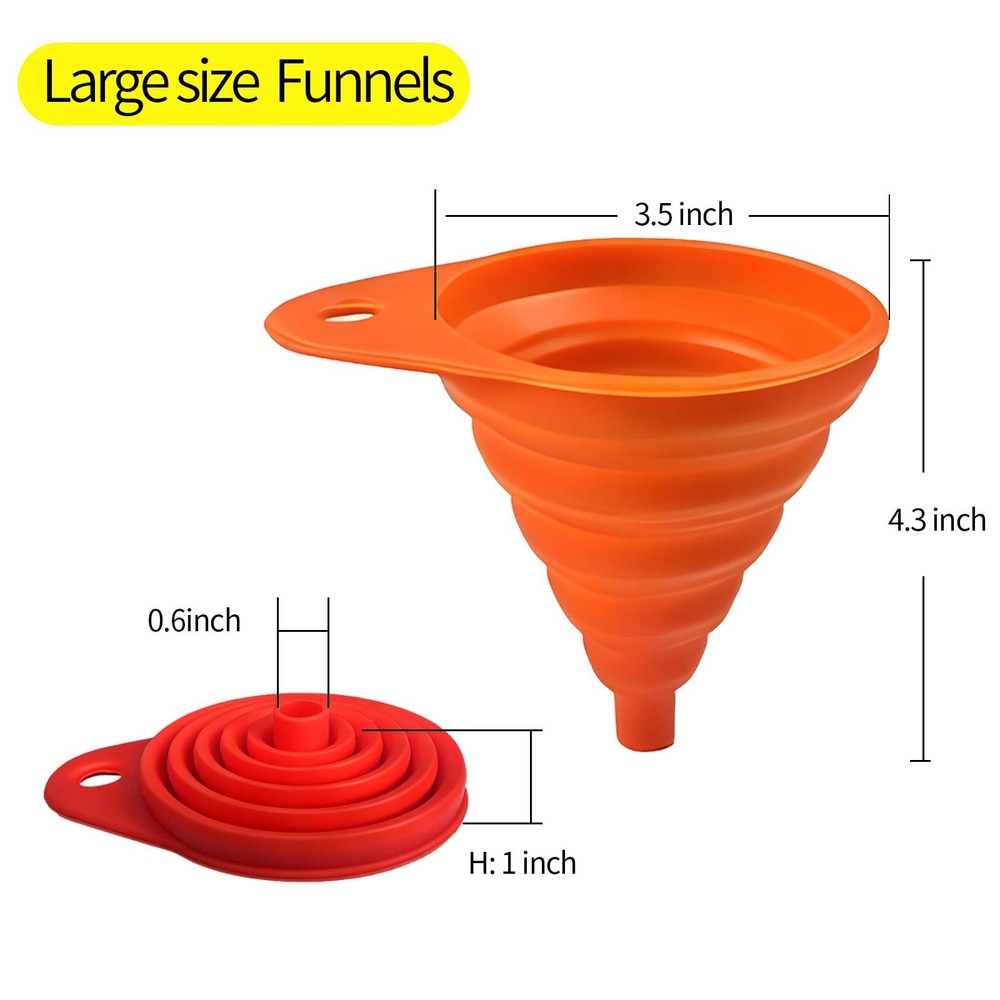 4Pack Kitchen Funnel Set, Small and Large, Upgraded Kitchen Gadgets Accessori...